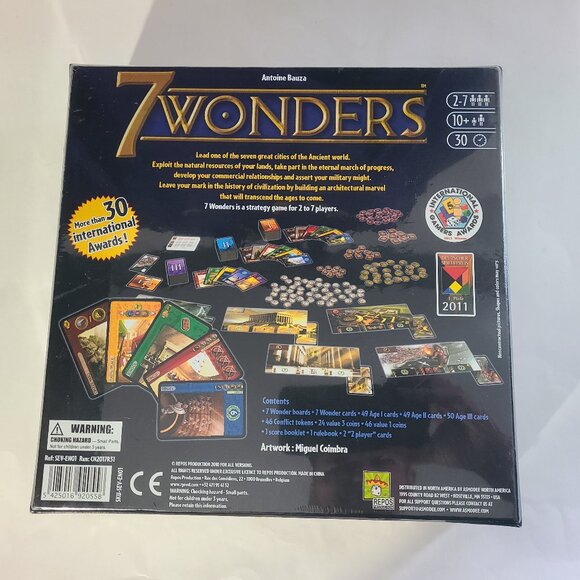 7 Wonders Antoine Bauza Board Game New/Sealed 2010 Repos Production - Picture 2 of 3